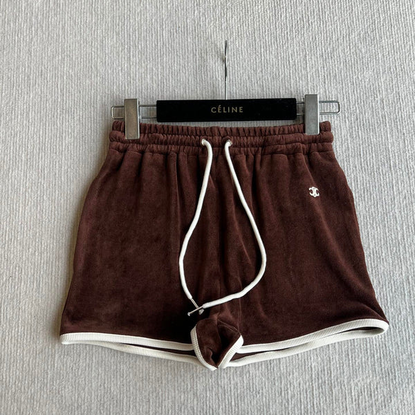 Celine 25 Short Brown White Cotton Polyester