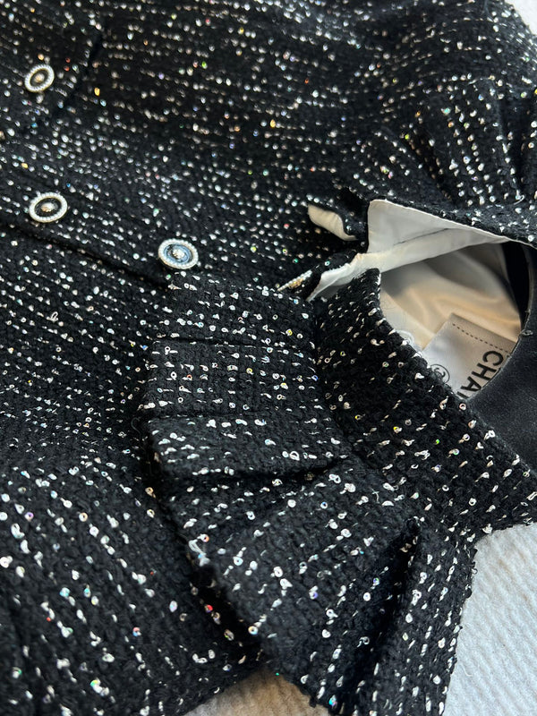 CC 25 Sequined Jacket In Black Tweed 277169