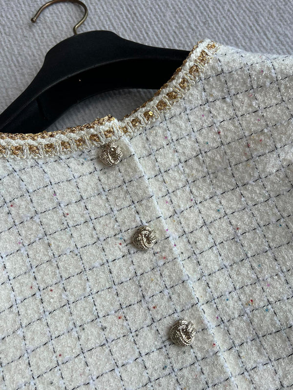 CC 25 Two-way Jacket White Wool Silk