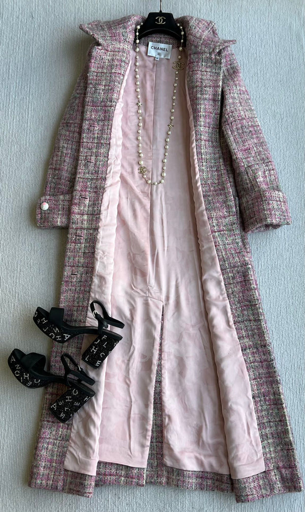 Chanel Manteau Long 25 Laine Mohair Rose 318385