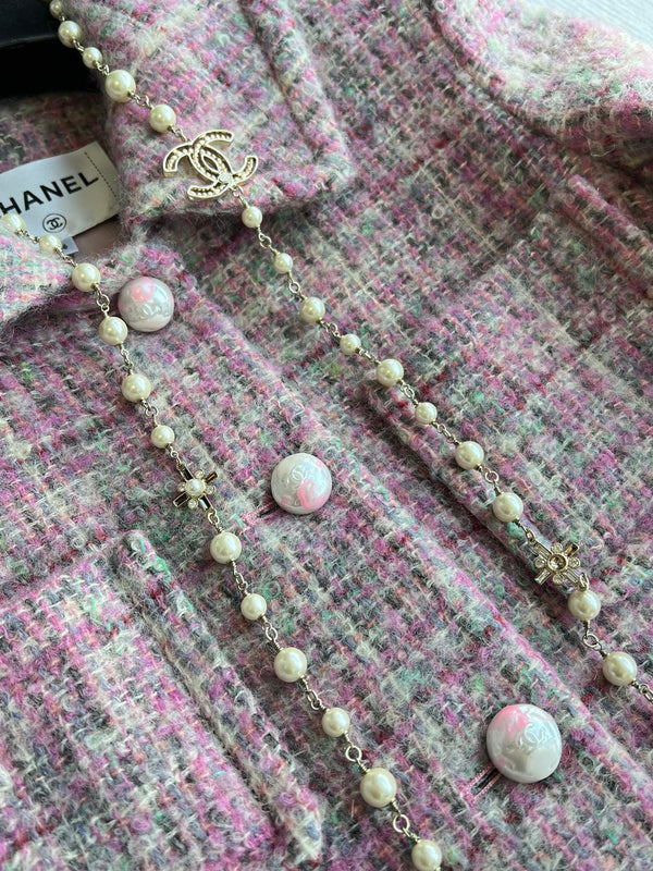 Chanel Manteau Long 25 Laine Mohair Rose 318385