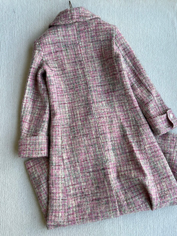 Chanel Manteau Long 25 Laine Mohair Rose 318385