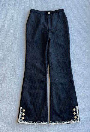 CC Corduroy Trousers Black Viscose Polyester 318577