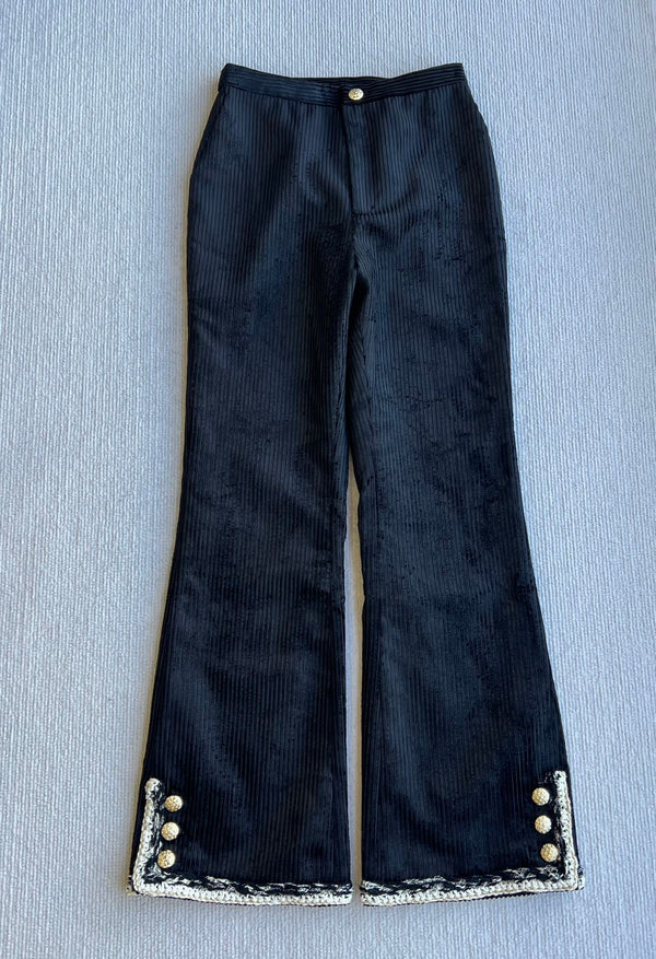 CC Corduroy Trousers Black Viscose Polyester 318577