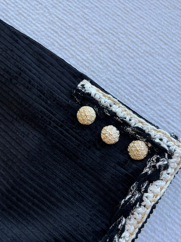 CC Corduroy Trousers Black Viscose Polyester 318577