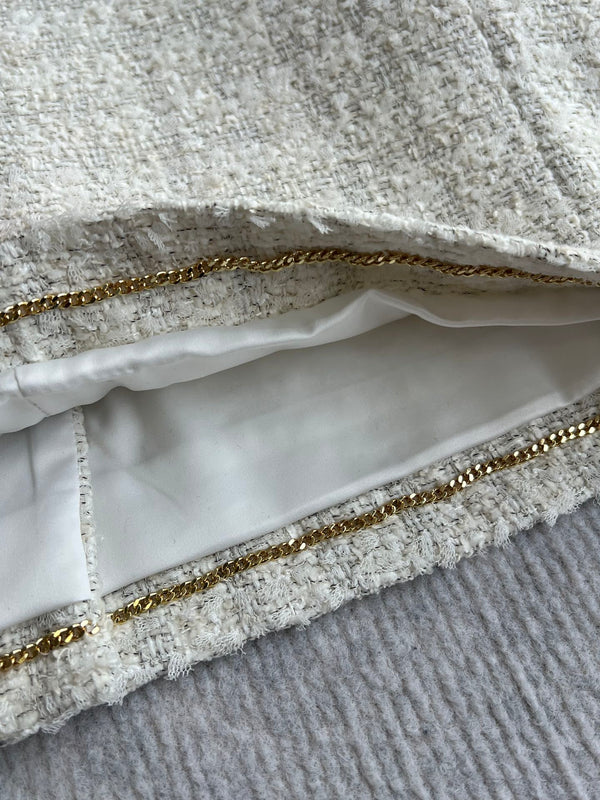 Veste en tissu tweed tissé blanc Chanel 2025 318544