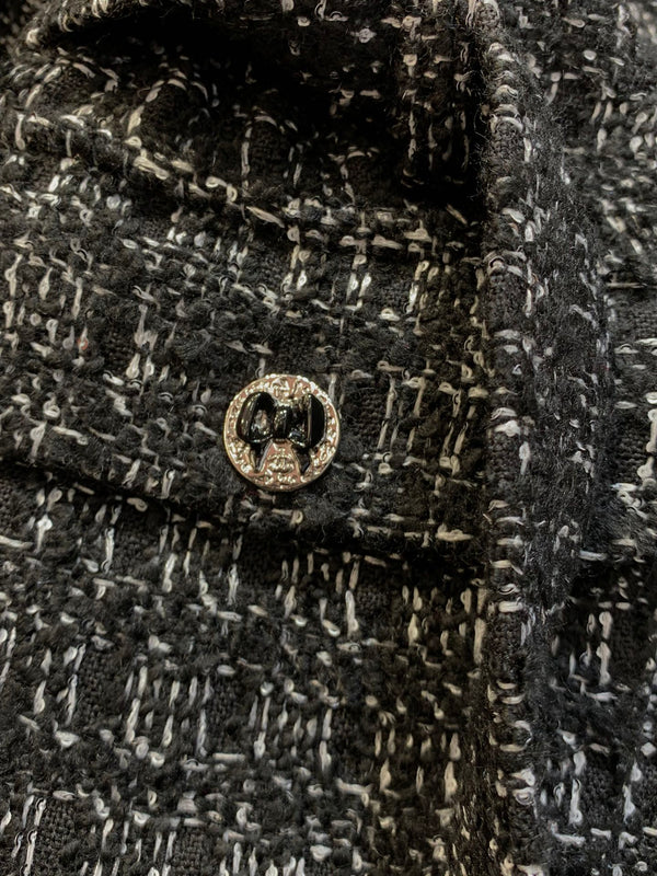 CC Belted Jacket Black White Cashmere Tweed 318587