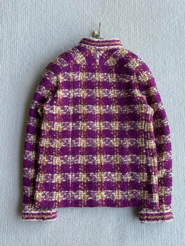 Chanel 2025 Veste en tweed à carreaux en laine et polyester violet 325362