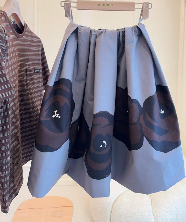 Gonna Miu Miu 25 Floral Fluffy in cotone grigio