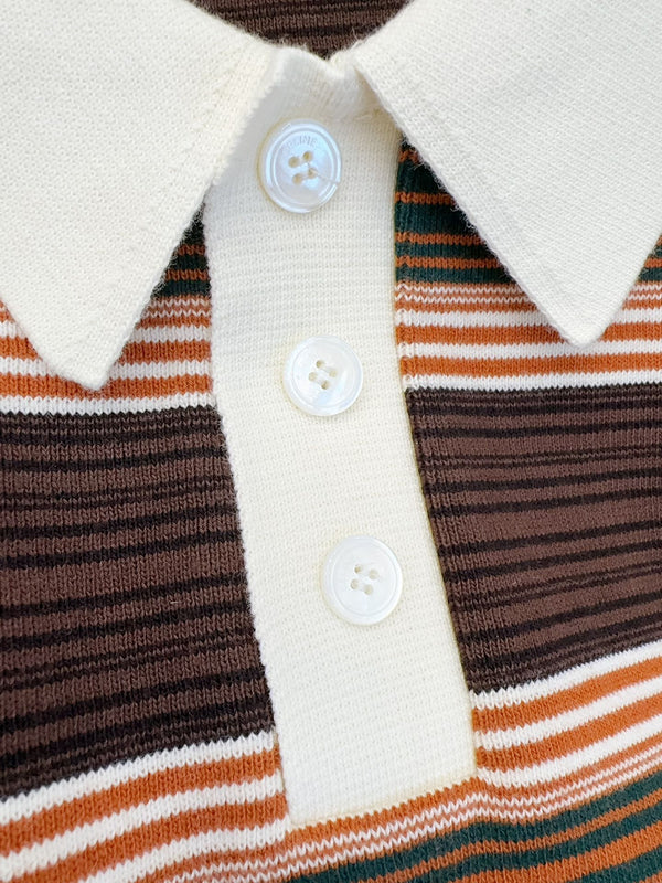 Polo a righe Celine 25 in cotone marrone
