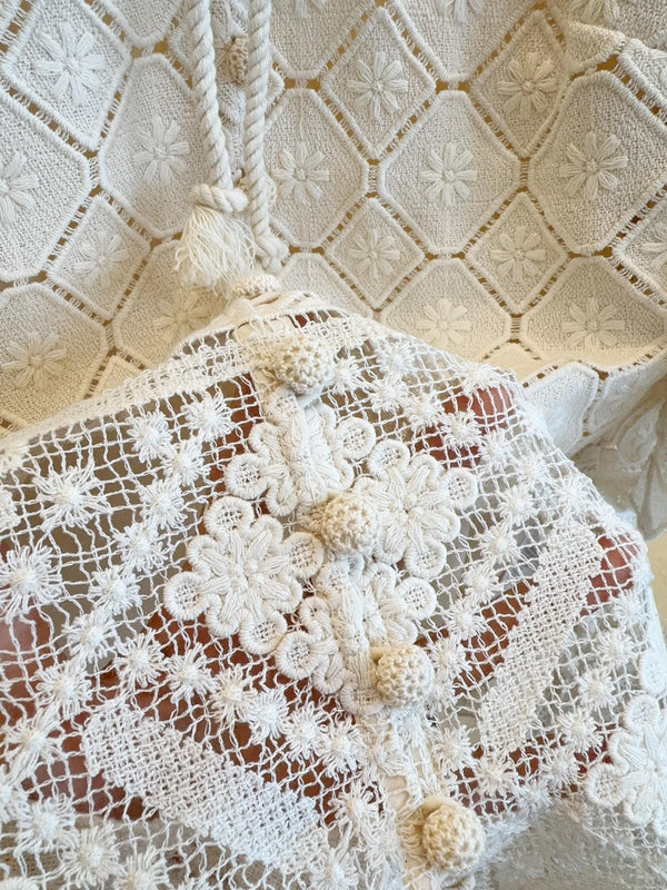 Zimmermann 25 WYLIE BLUSA ALL'UNCINETTO in pizzo bianco tè