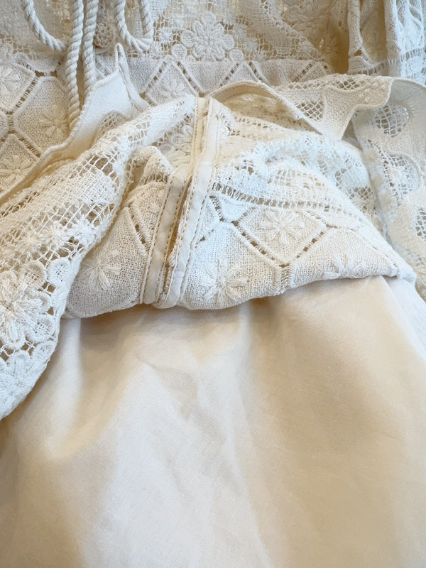 Zimmermann 25 WYLIE BLUSA ALL'UNCINETTO in pizzo bianco tè