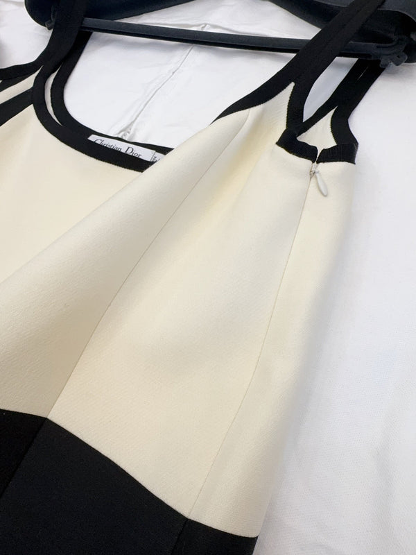 CD 25 Gonna con bretelle Nero Beige Seta Lana