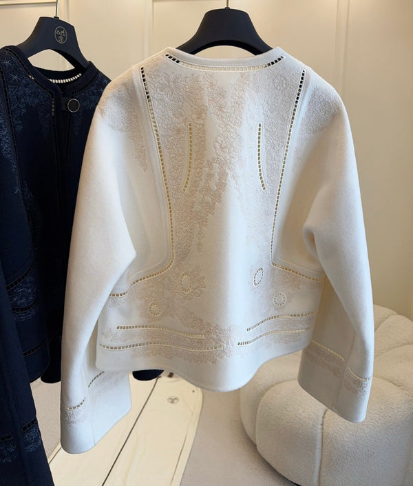 HM 25 Double-Sided Embroidered Short Wool Coat 264293