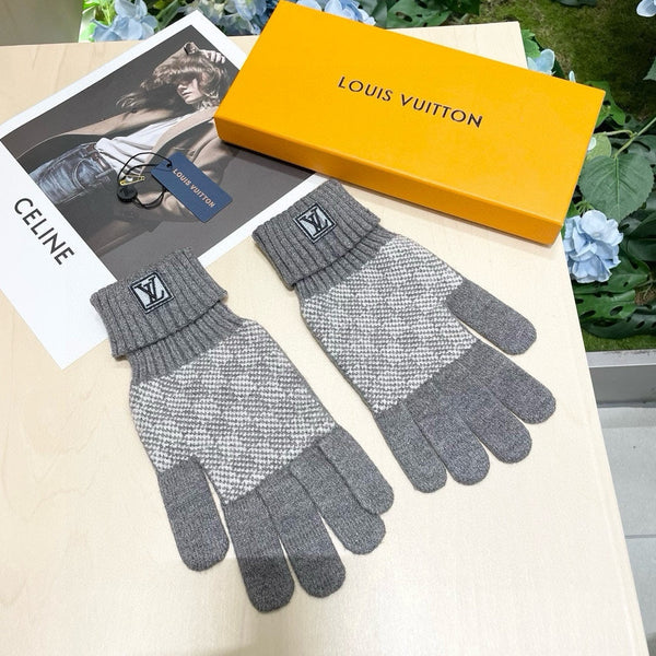 LV GLOVES IN DOVE GRAY WOOL 462427
