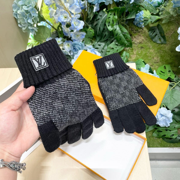 LV GLOVES IN BLACK WOOL 462428