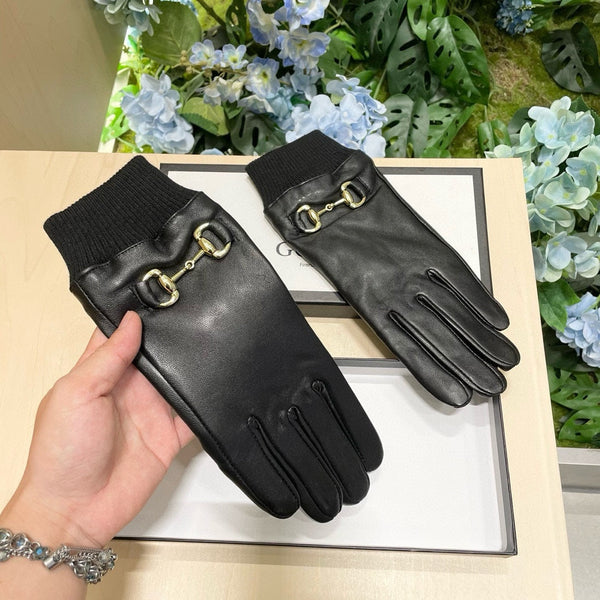 HORSEBIT GLOVES IN BLACK LAMBSKIN MIX WOOL 464975