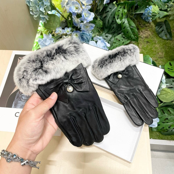 GLOVES IN BLACK LAMBSKIN WITH RABBIT FUR 465072