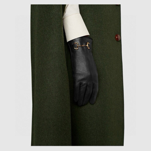 HORSEBIT GLOVES IN BLACK SHEEPSKIN AND CASHMERE LINING 465774