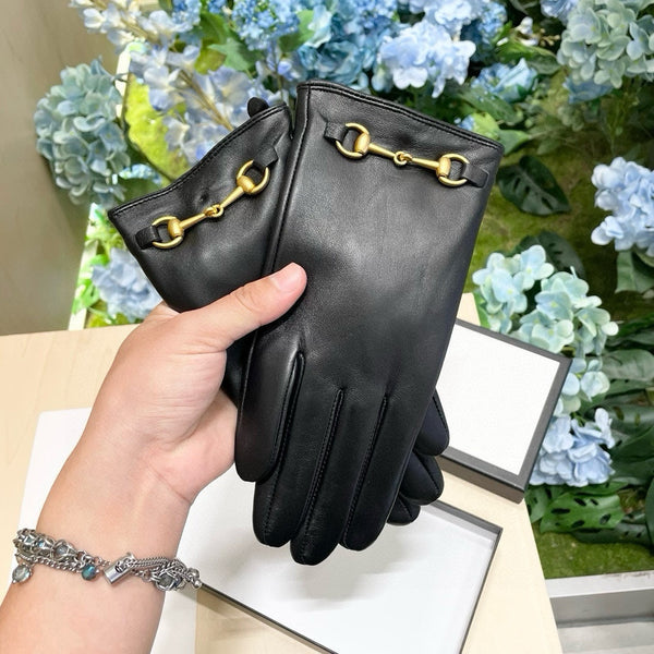 HORSEBIT GLOVES IN BLACK SHEEPSKIN AND CASHMERE LINING 465774