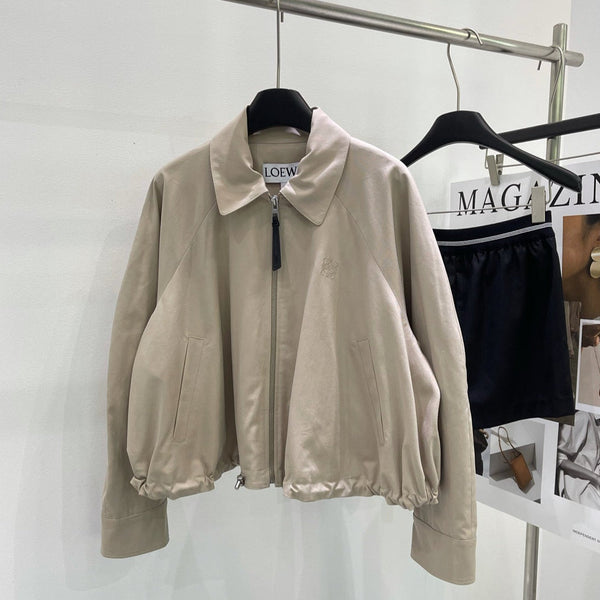 Loewe Trench court zippé en coton kaki clair 2025 217881