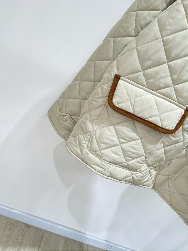 Miu Miu 25 Apricot Brown Plaid Quilted Jacket 296673