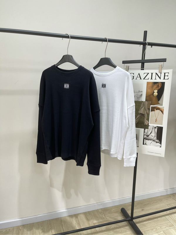 Loewe T-Shirt Manches Longues Coton Blanc et Noir 2025 296663