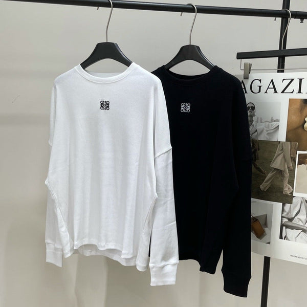 Loewe T-Shirt Manches Longues Coton Blanc et Noir 2025 296663