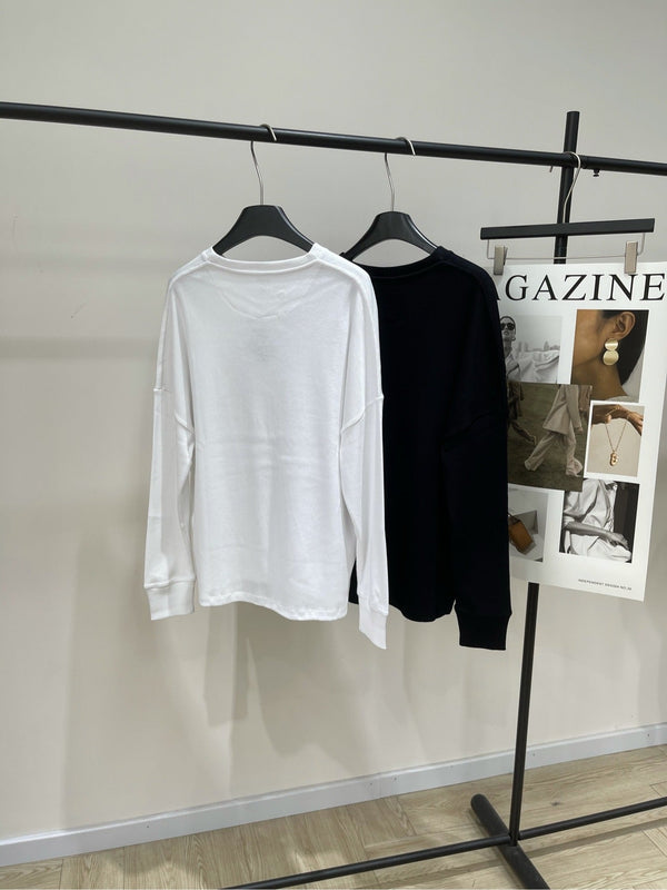 Loewe T-Shirt Manches Longues Coton Blanc et Noir 2025 296663