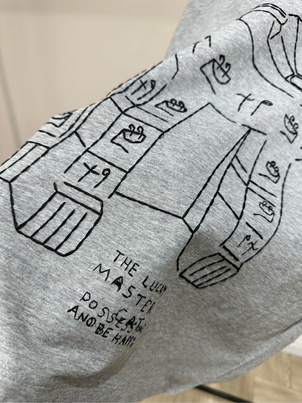 Loewe T-shirt à manches longues et col rond en coton gris motif chat 2025 327180