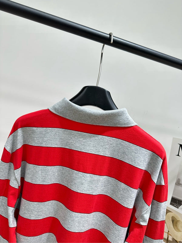 Polo Miu 26s en jersey rayé coton rouge gris 349696