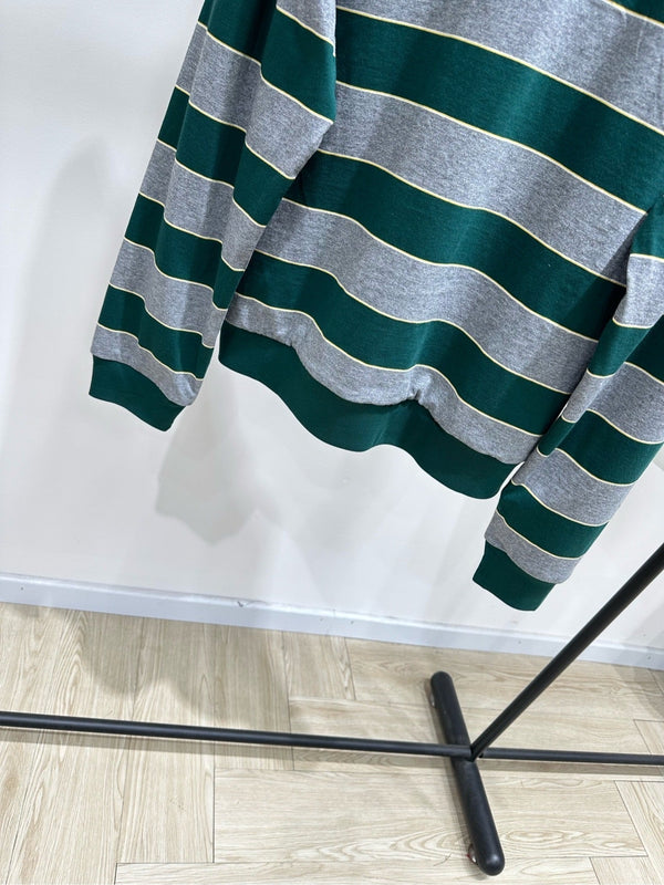 Miu 26s Striped Jersey Sweatshirt Green Gray Cotton 349692