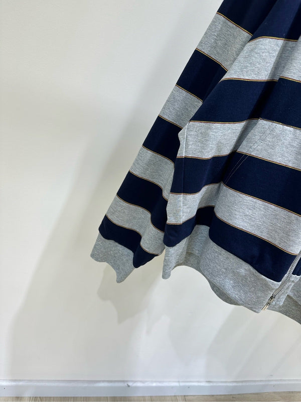 Miu 26s Sweat à capuche rayé en jersey Bleu Gris Coton 349687