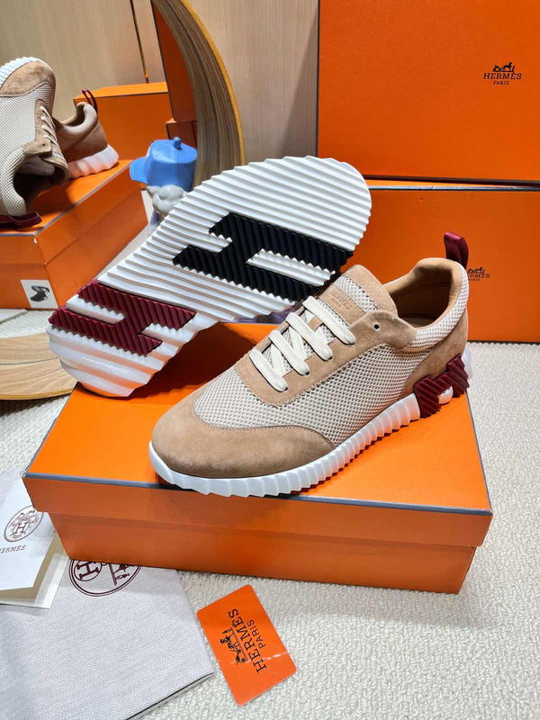 Sneaker HM Bouncing Beige Cammello Mesh con Pelle Scamosciata 206303