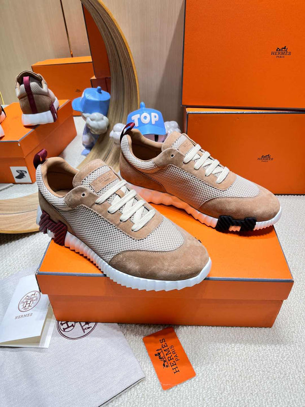 Sneaker HM Bouncing Beige Cammello Mesh con Pelle Scamosciata 206303