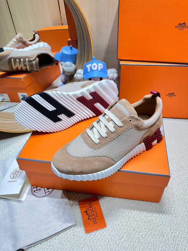 Sneaker HM Bouncing Beige Cammello Mesh con Pelle Scamosciata 206303