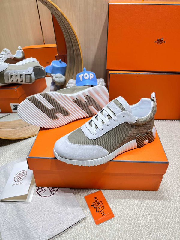 Sneaker HM Bouncing in tessuto grigio matcha con pelle scamosciata 206304