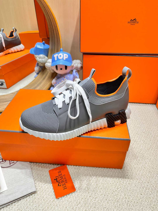 Sneaker slip-on HM Depart Grigio Tessuto a maglia e pelle di vitello 206333