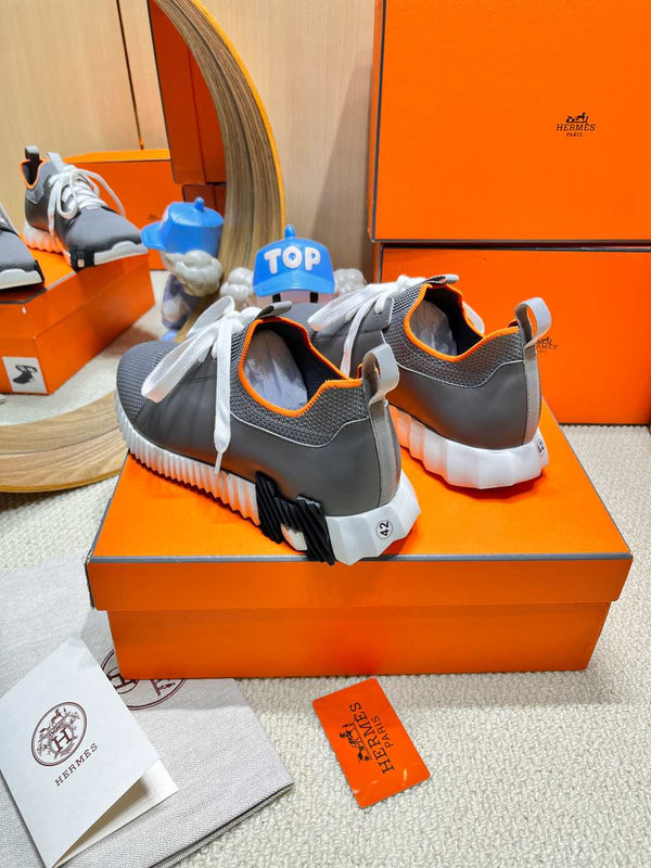 Sneaker slip-on HM Depart Grigio Tessuto a maglia e pelle di vitello 206333