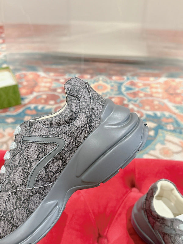 GG RHYTON TRAINER IN PELLE DI VITELLO GRIGIA
