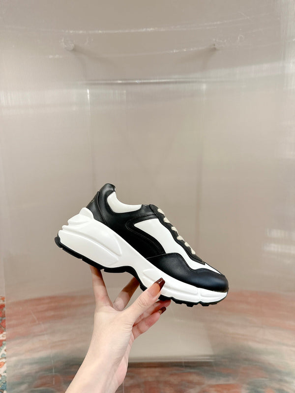 GG RHYTON TRAINER IN PELLE DI VITELLO NERA E BIANCA