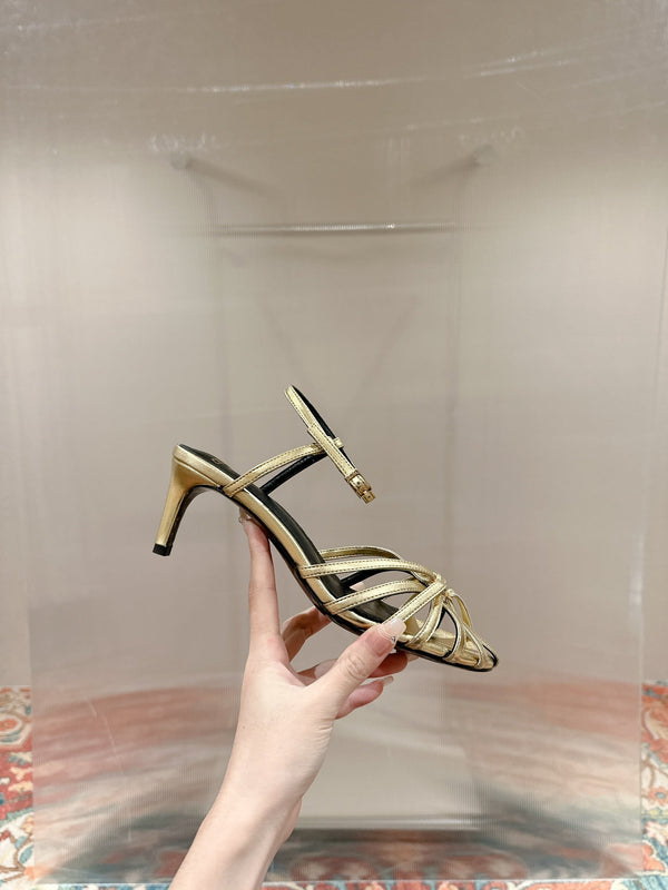 TRIOMPHE SANDAL 85 MM IN GOLD LAMBSKIN