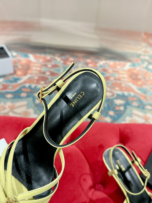 TRIOMPHE SANDAL 85 MM IN LIGHT YELLOW LAMBSKIN