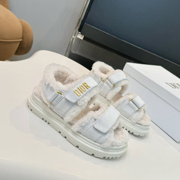 CD Dioract Sandal White Suede Wool 529374