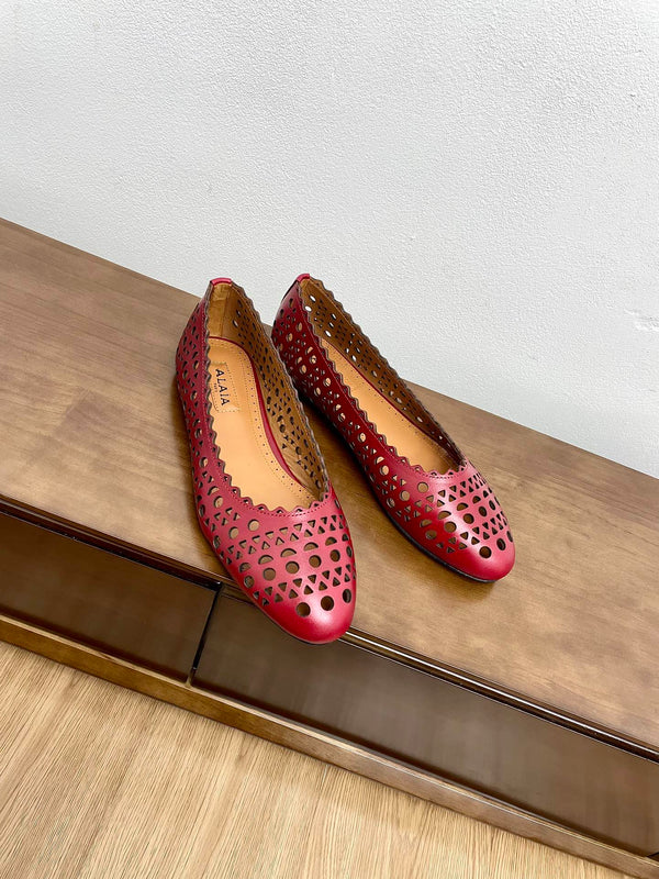 alaia ballet flat dark red vienne lambskin