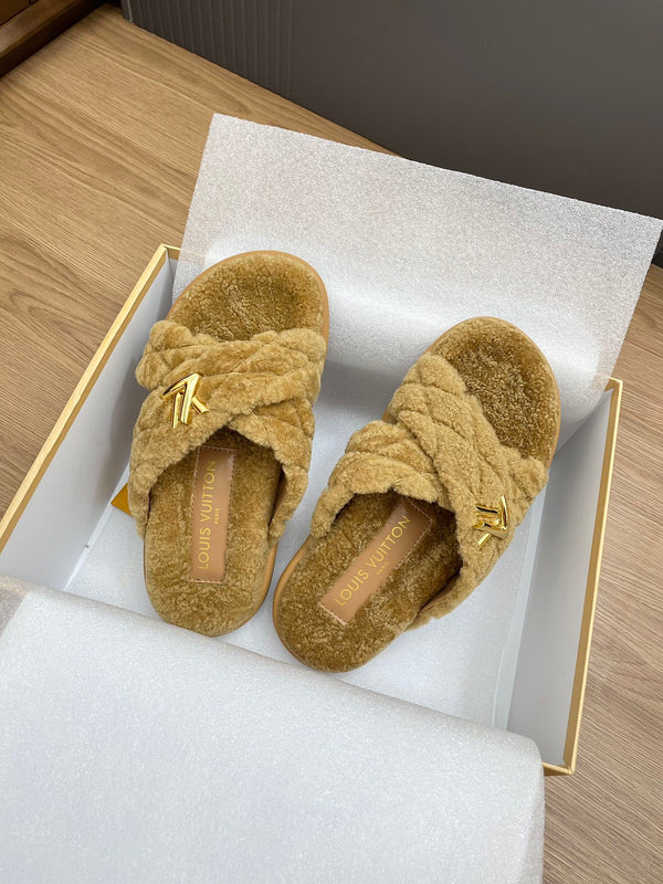 LV Bliss Comfort Mule Brown Yellow Wool