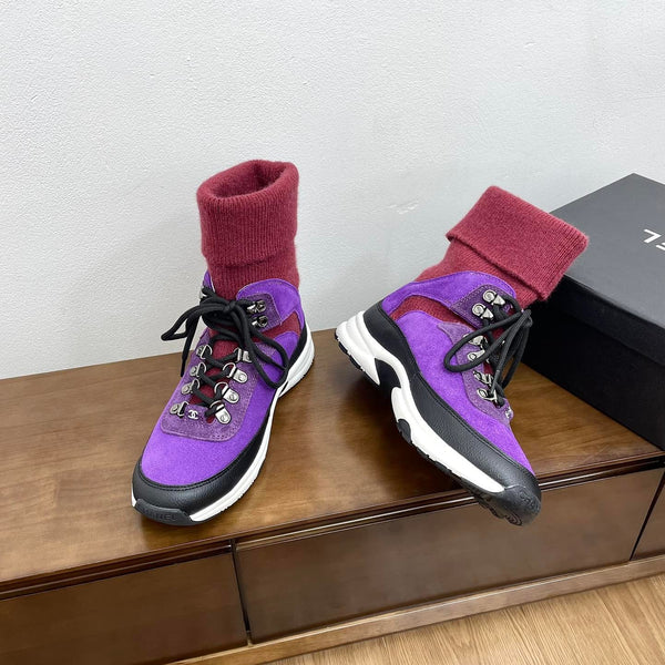 CC Sneaker 30mm Viola Rosso Camoscio e Lana
