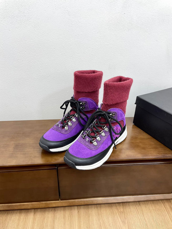 CC Sneaker 30mm Viola Rosso Camoscio e Lana