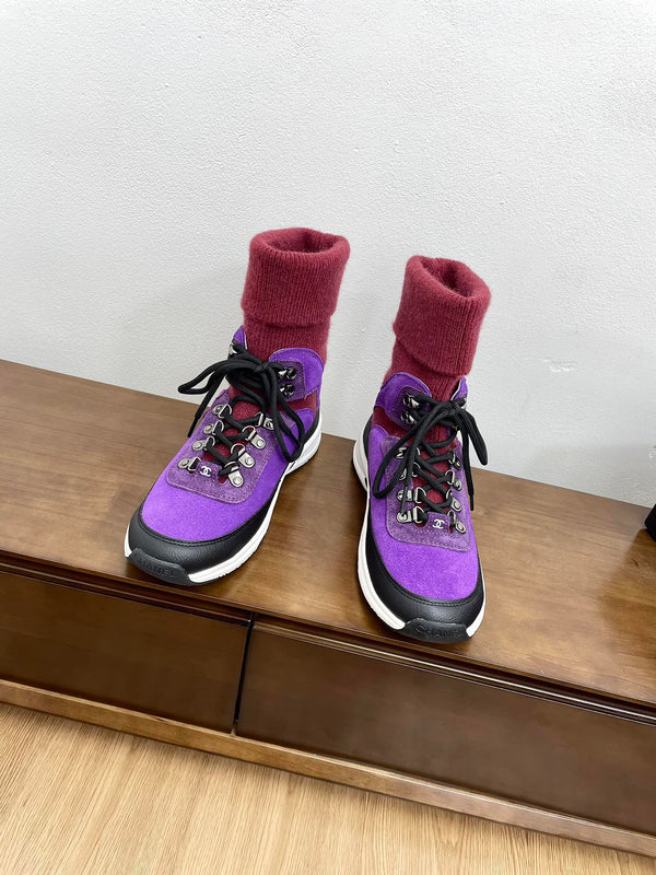 CC Sneaker 30mm Viola Rosso Camoscio e Lana