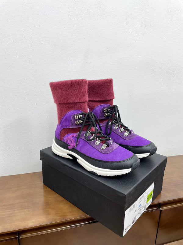 CC Sneaker 30mm Viola Rosso Camoscio e Lana